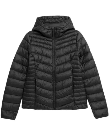 Jacheta de puf pentru femei  F351, negru, umplutura sintetica, croiala subtire, poliester