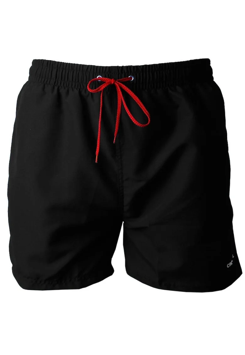 Pantaloni scurti de plaja dama,  Poliester, Uscare rapida, Negru/Rosu,