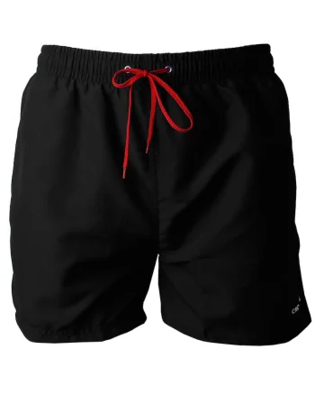 Pantaloni scurti de plaja dama,  Poliester, Uscare rapida, Negru/Rosu,