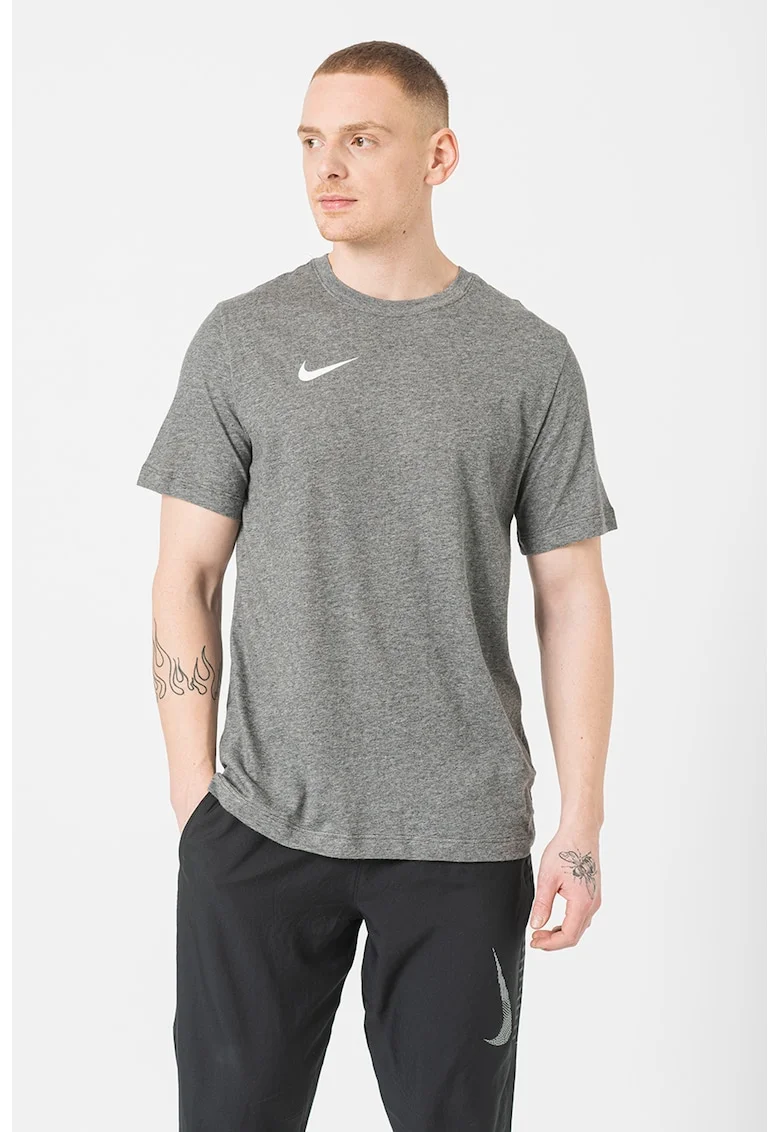 Tricou cu detaliu logo si tehnologie Dri-FIT pentru fotbal Park20, Gri melange