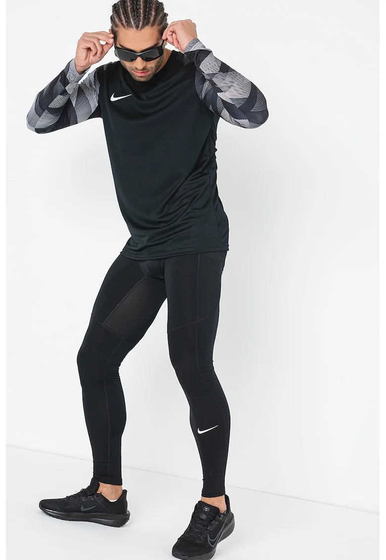 Bluza slim fit cu tehnologie Dri-Fit, pentru fotbal, Negru/Alb optic