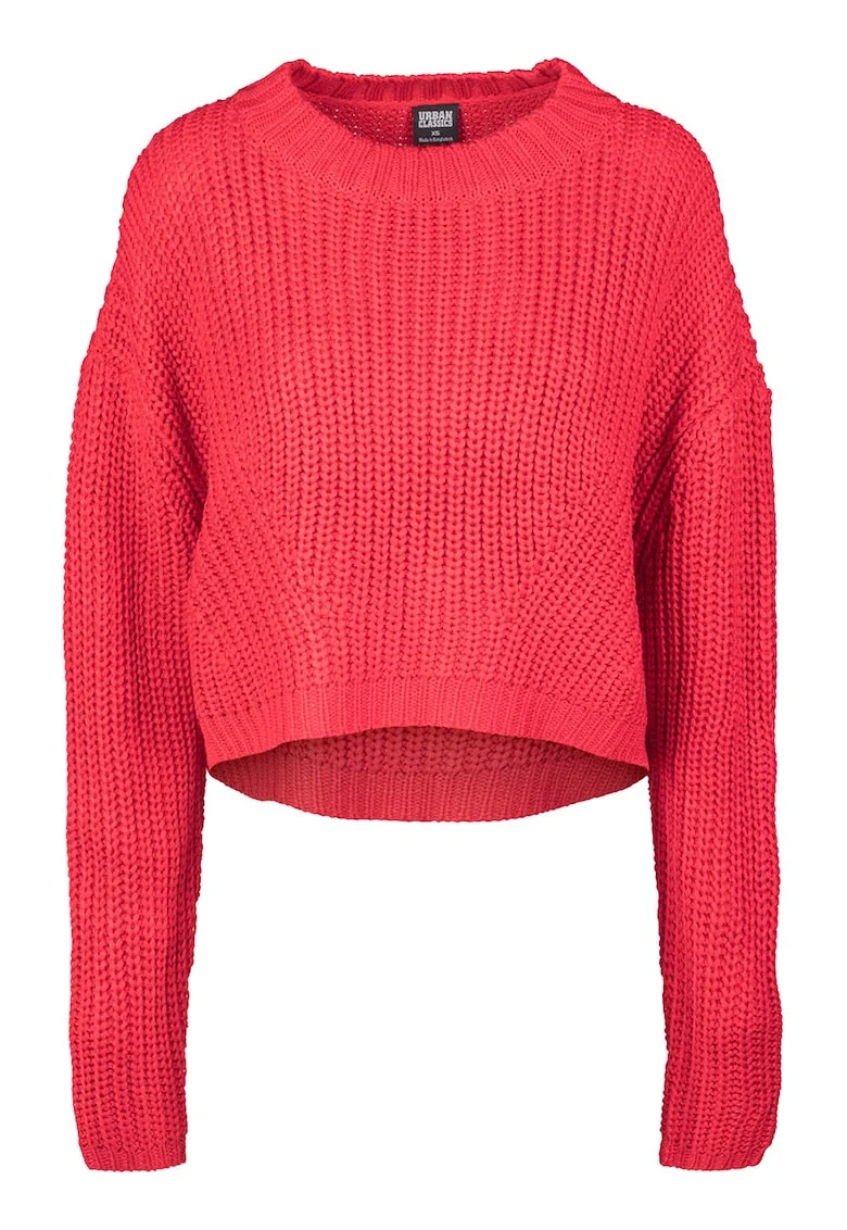 Pulover crop cu maneci cazute, Coral