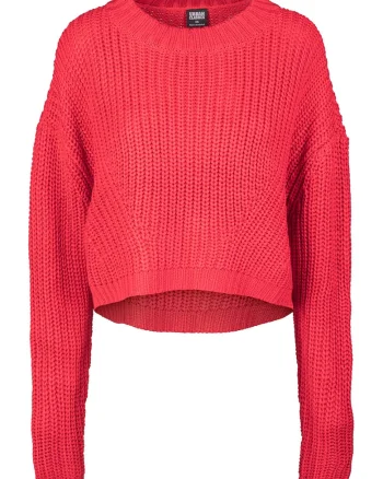 Pulover crop cu maneci cazute, Coral