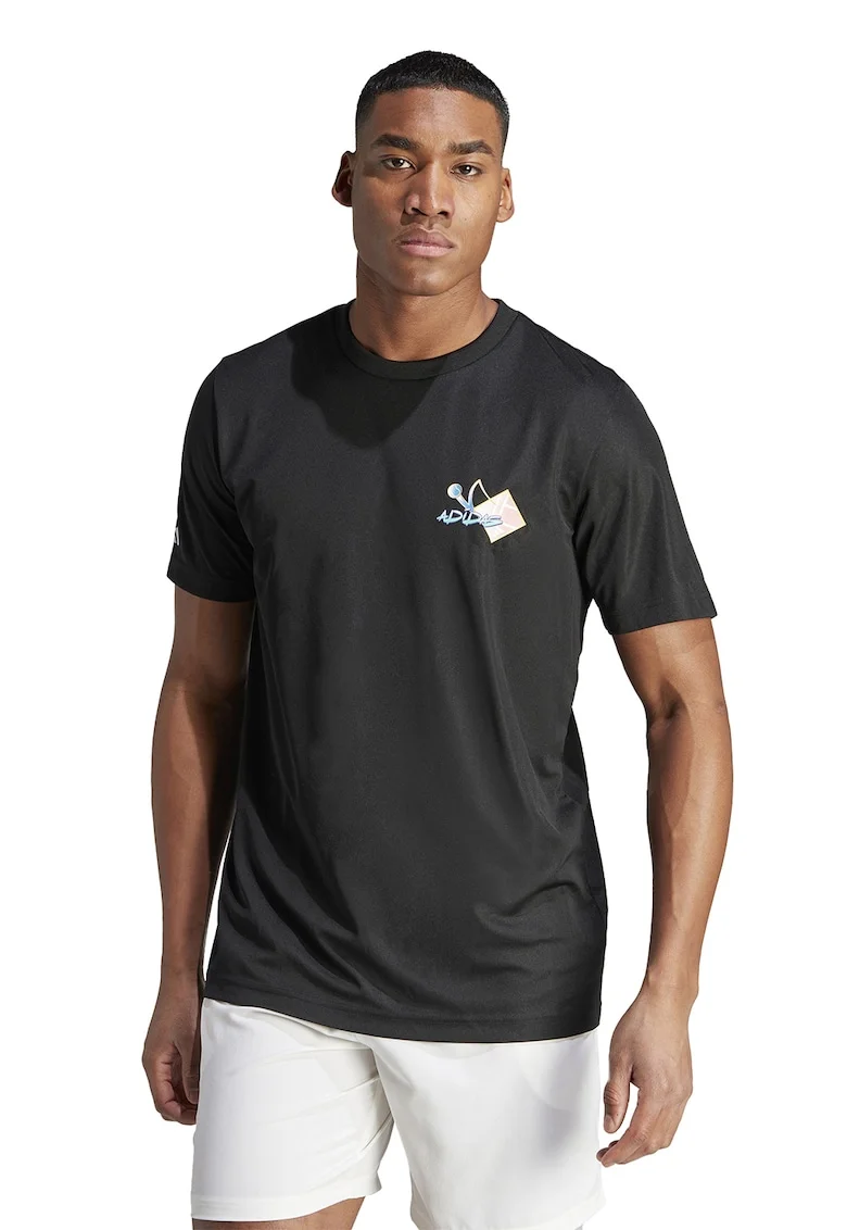 Tricou cu imprimeu pentru tenis Court Sport, Negru