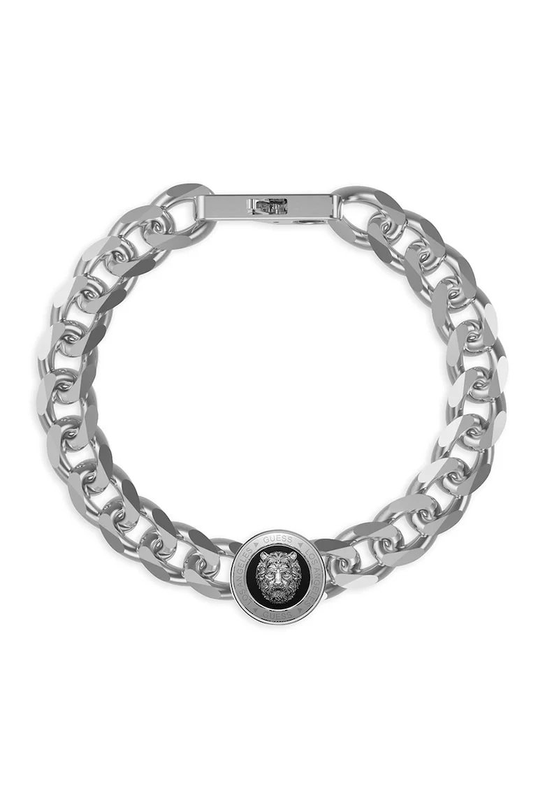 Bratara din otel inoxidabil cu talisman cu logo, Argintiu