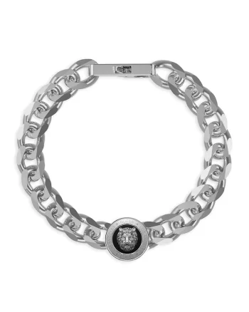 Bratara din otel inoxidabil cu talisman cu logo, Argintiu