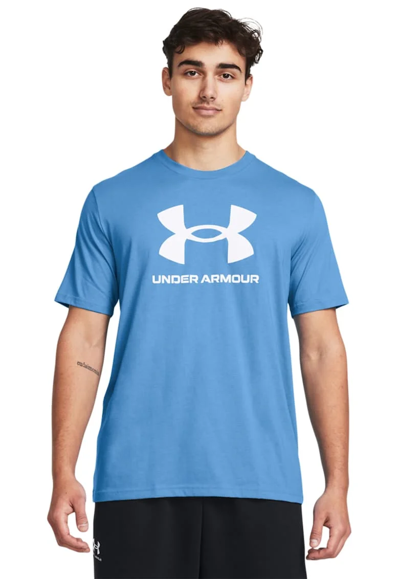 Tricou lejer cu imprimeu logo, Albastru deschis