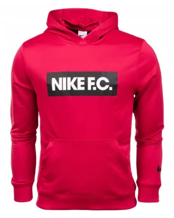 Hanorac cu imprimeu logo cauciucat si tehnologie Dri-Fit pentru fotbal Nike F.C., Rosu