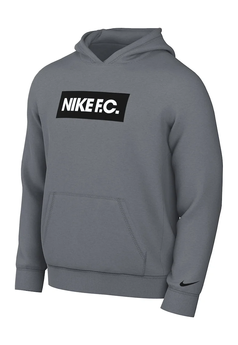 Hanorac cu imprimeu logo cauciucat si tehnologie Dri-Fit pentru fotbal Nike F.C., Gri cenusiu