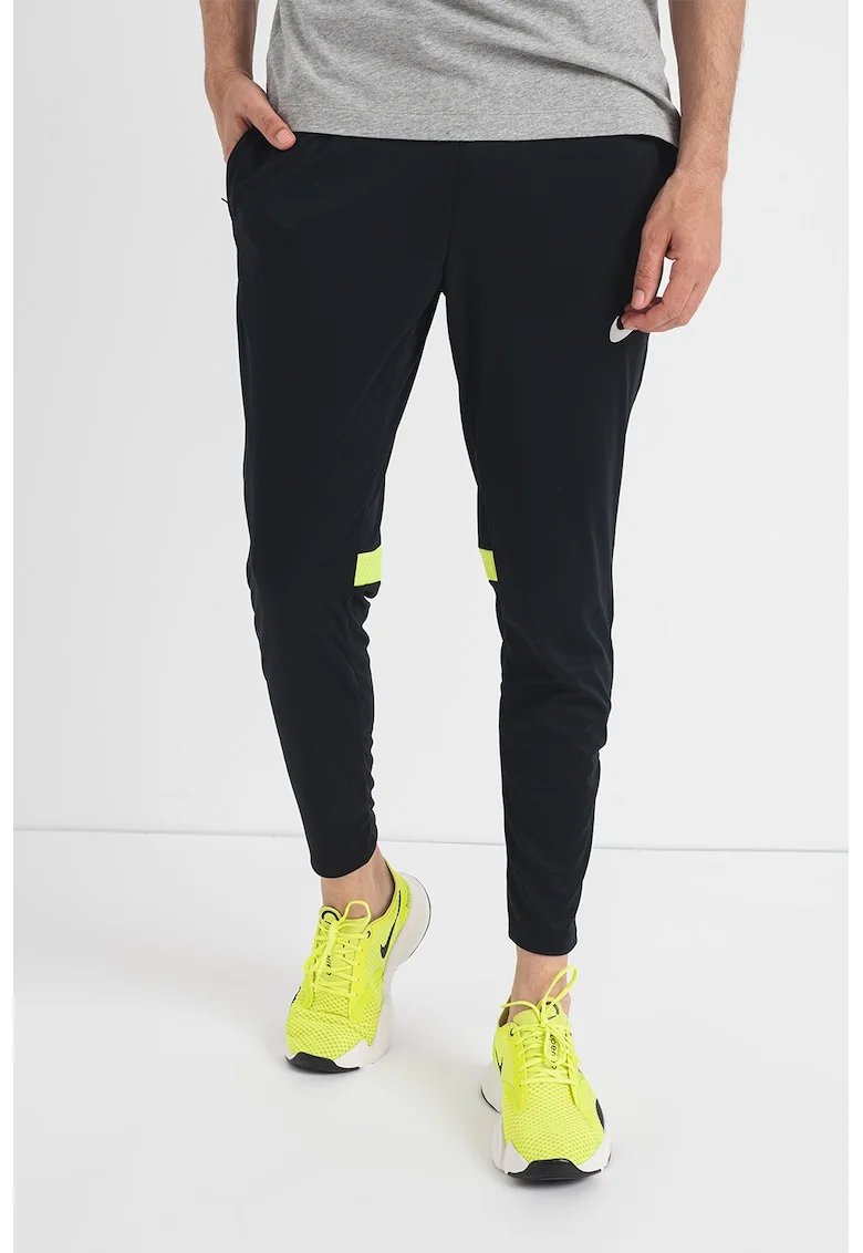 Pantaloni cu buzunare laterale si tehnologie Dri-FIT, pentru fotbal ACDPR, Negru/Alb murdar