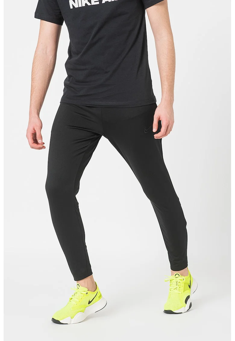 Pantaloni cu slituri cu fermoar si tehnologie Dri-FIT, pentru fotbal Academy, Negru stins