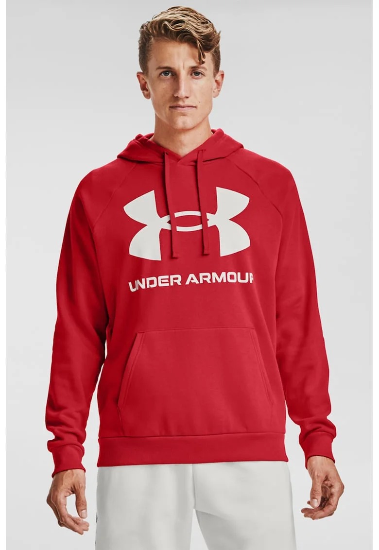 Hanorac din fleece cu imprimeu logo si maneci raglan, pentru fitness Rival, Rosu