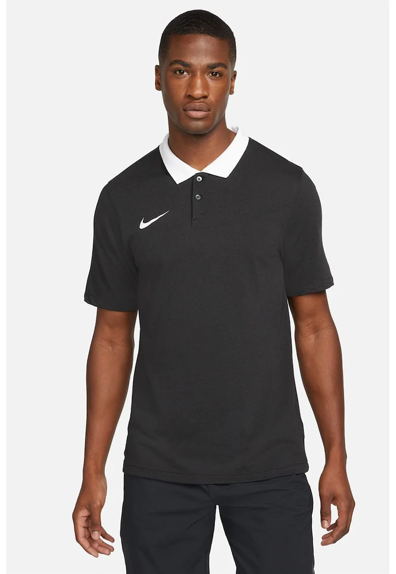 Tricou polo cu tehnologie Dri-Fit, pentru fotbal, Alb/Negru