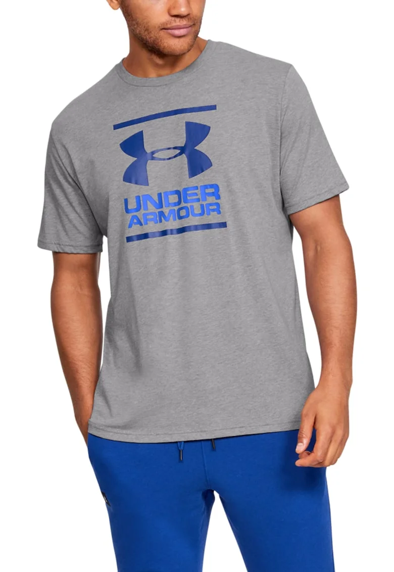 Tricou cu imprimeu logo pentru fitness GL Foundation, Gri