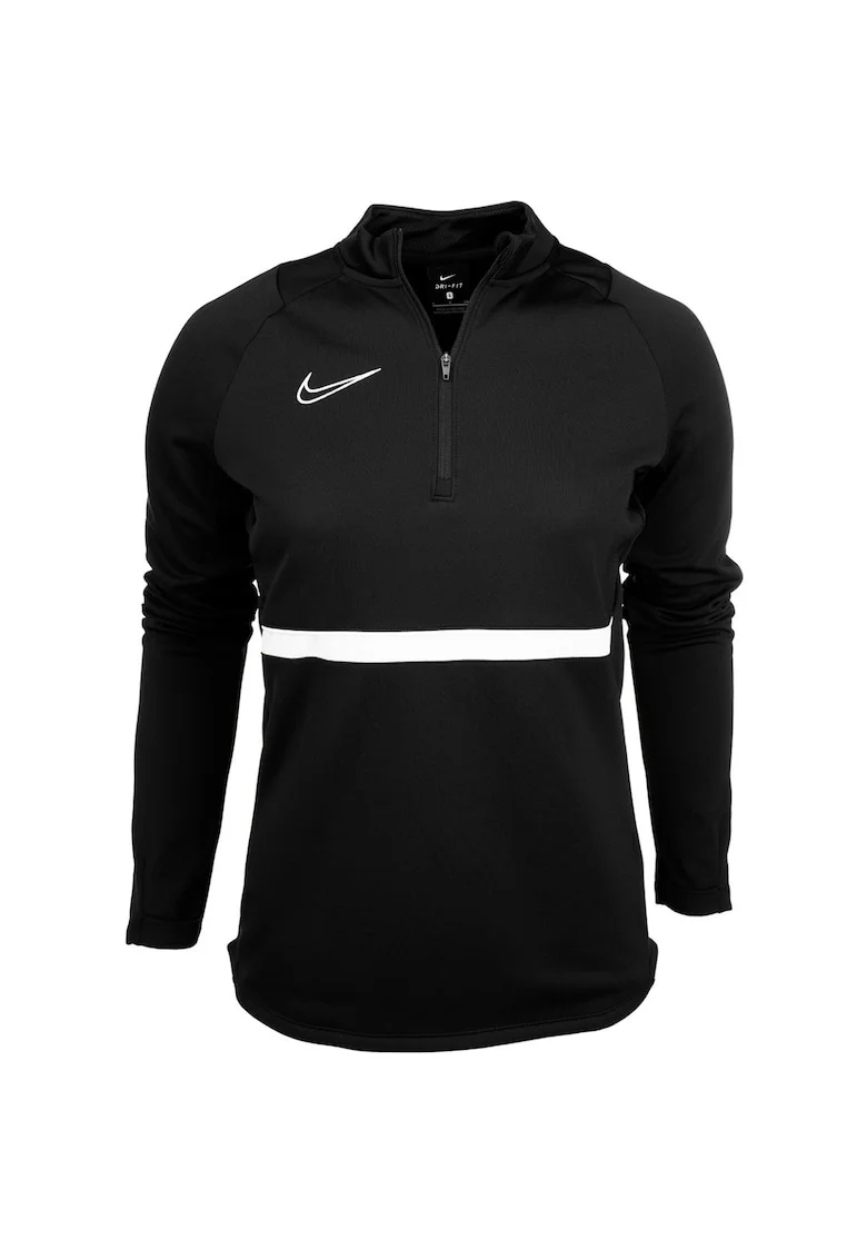 Bluza sport dama,  Dri-FIT Academy, Poliester, Fermoar scurt, Negru, Negru