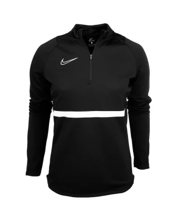 Bluza sport dama,  Dri-FIT Academy, Poliester, Fermoar scurt, Negru, Negru