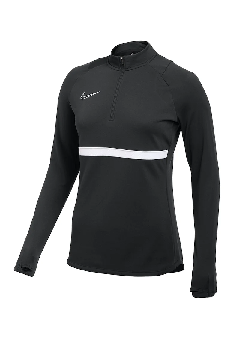 Bluza cu fenta cu fermoar, pentru antrenament Academy, Alb/Negru