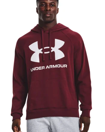 Hanorac din fleece cu imprimeu logo si maneci raglan, pentru fitness Rival, Alb/Visiniu