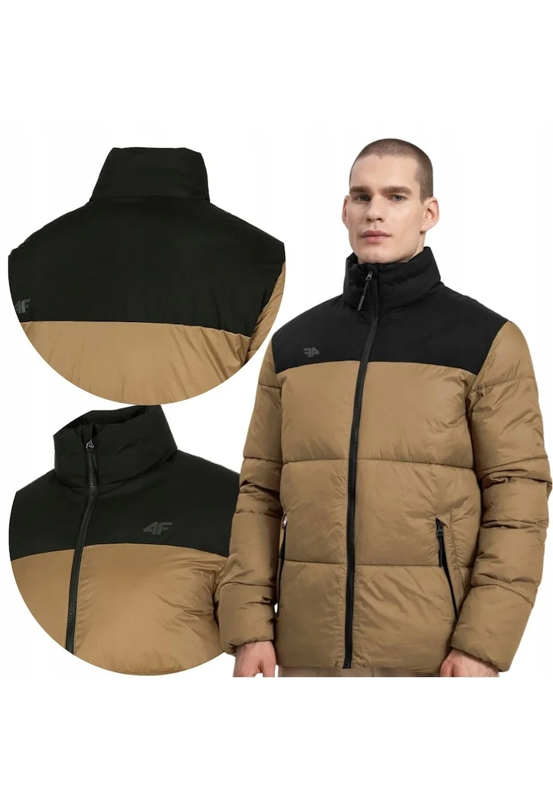 Geaca matlasata pentru barbati,  H4Z22 KUMP005 82S, Poliester, Maro deschis/Negru, Bej