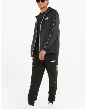 Jacheta cu gluga si logo Essentials Windbreaker, Alb/Negru
