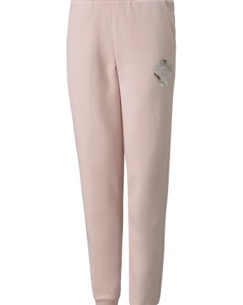 Pantaloni cu model logo, Roz pal