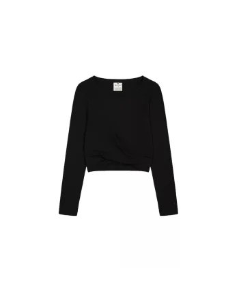 Tricou sport pentru dama  Crewneck Croptop, Negru