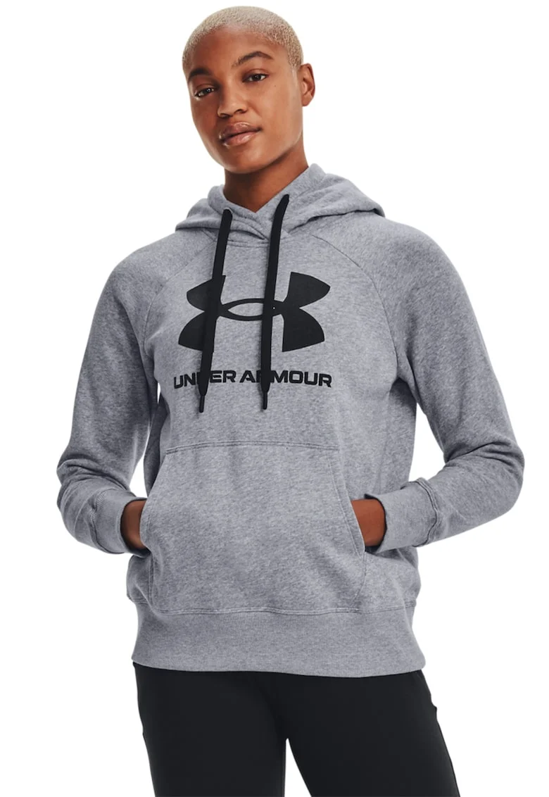 Hanorac lejer de fleece cu buzunar kangaroo, pentru antrenament Rival, Gri melange