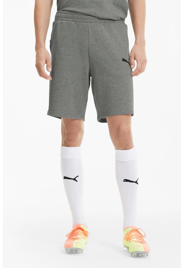 Pantaloni scurti din amestec de bumbac pentru fotbal Goal 23, Negru/Gri melange