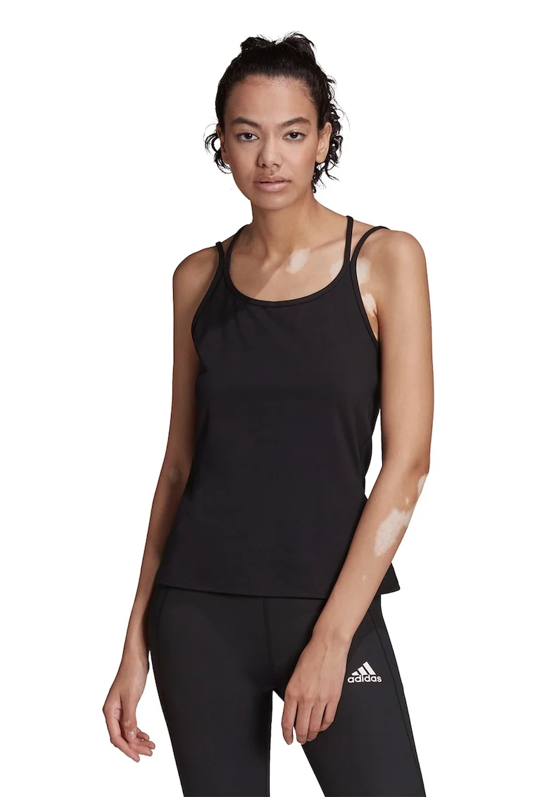 Top slim fit pentru fitness, Negru