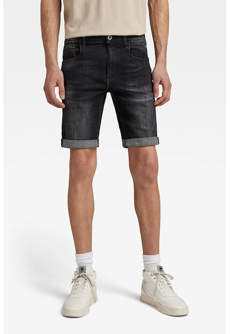 Pantaloni scurti slim fit de denim 3301, Gri inchis