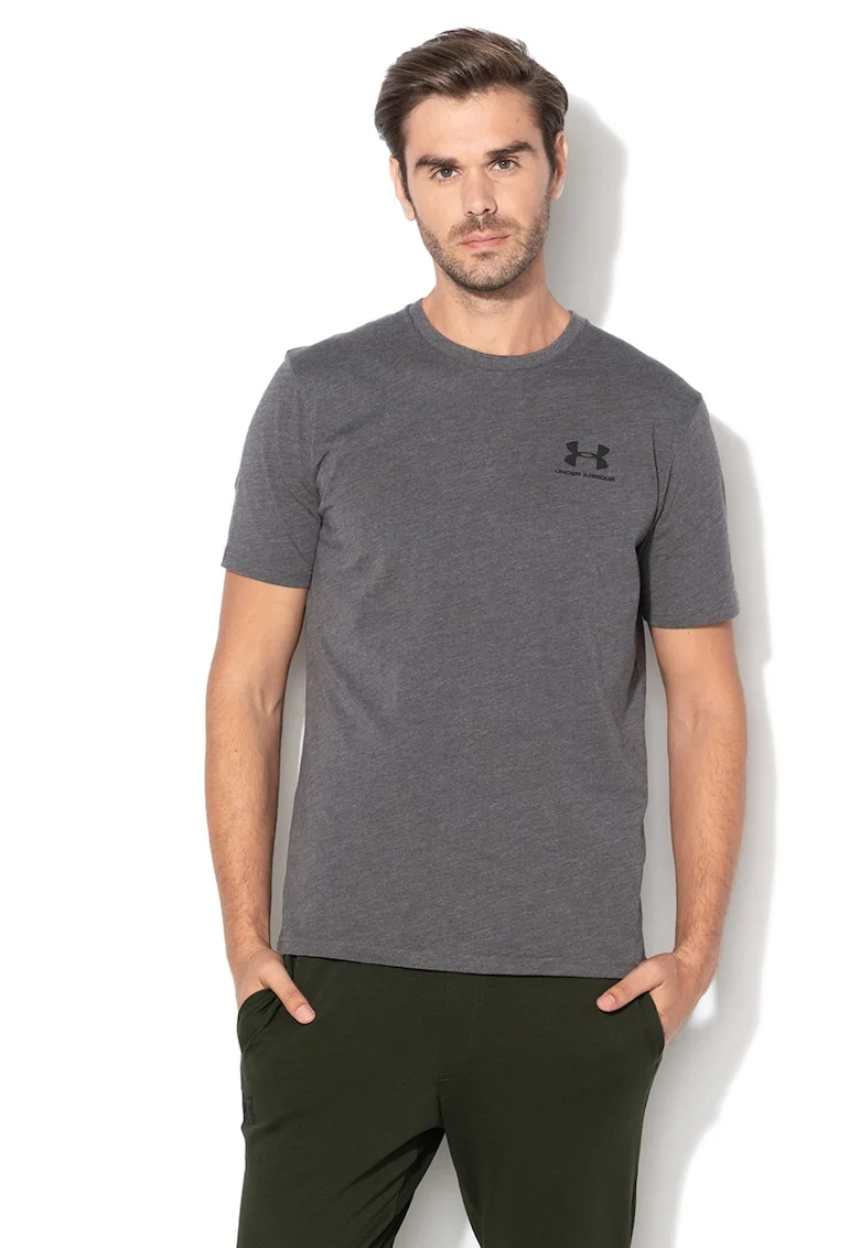 Tricou cu decolteu rotund, pentru fitness Sportstyle, Gri