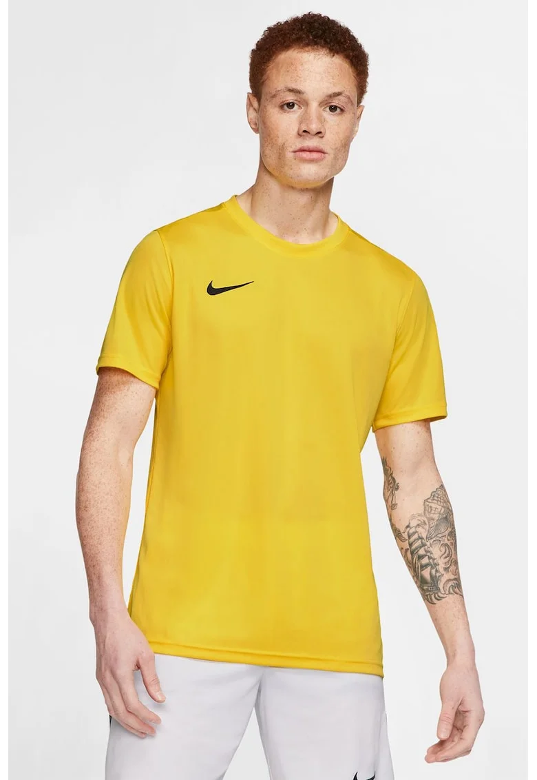 Tricou cu tehnologie Dri-Fit pentru fotbal, Galben sofran