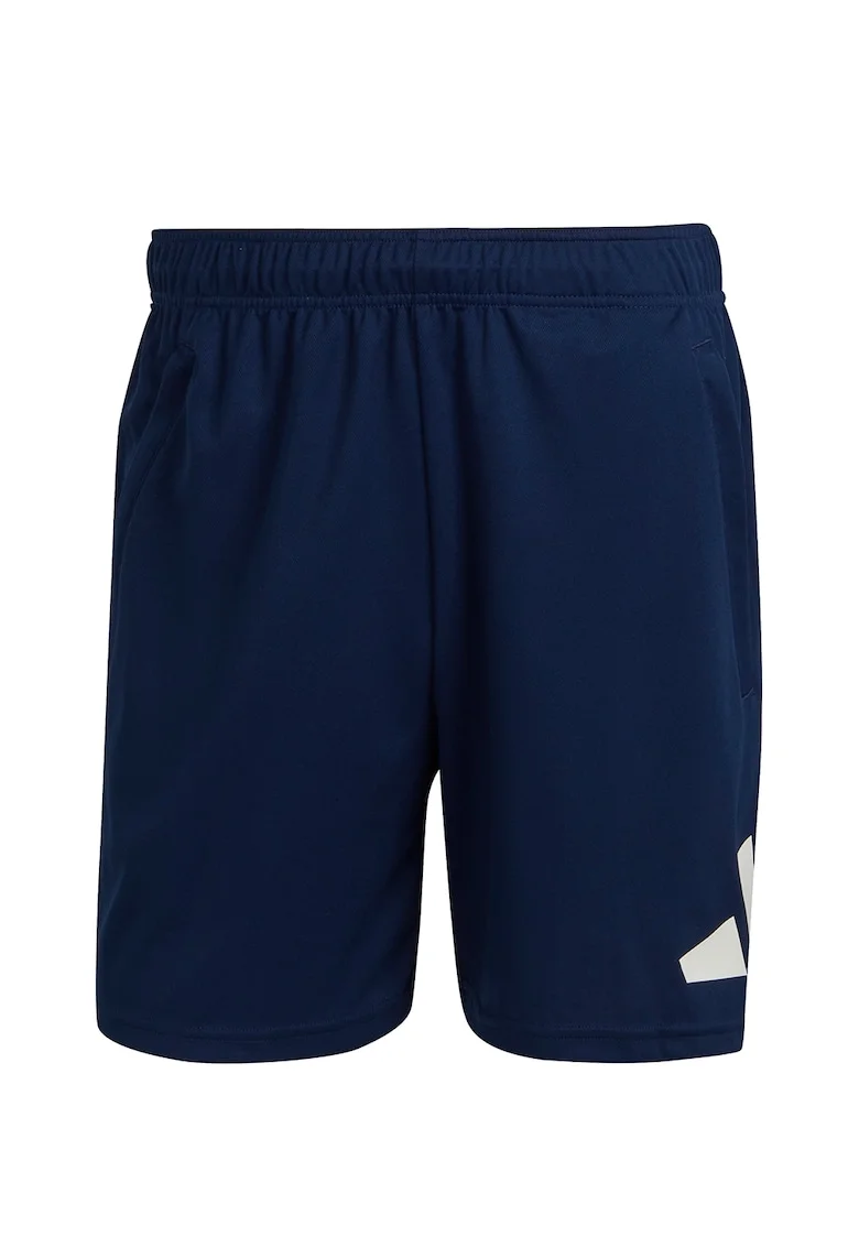 Pantaloni scurti cu logo pentru fitness, Bleumarin