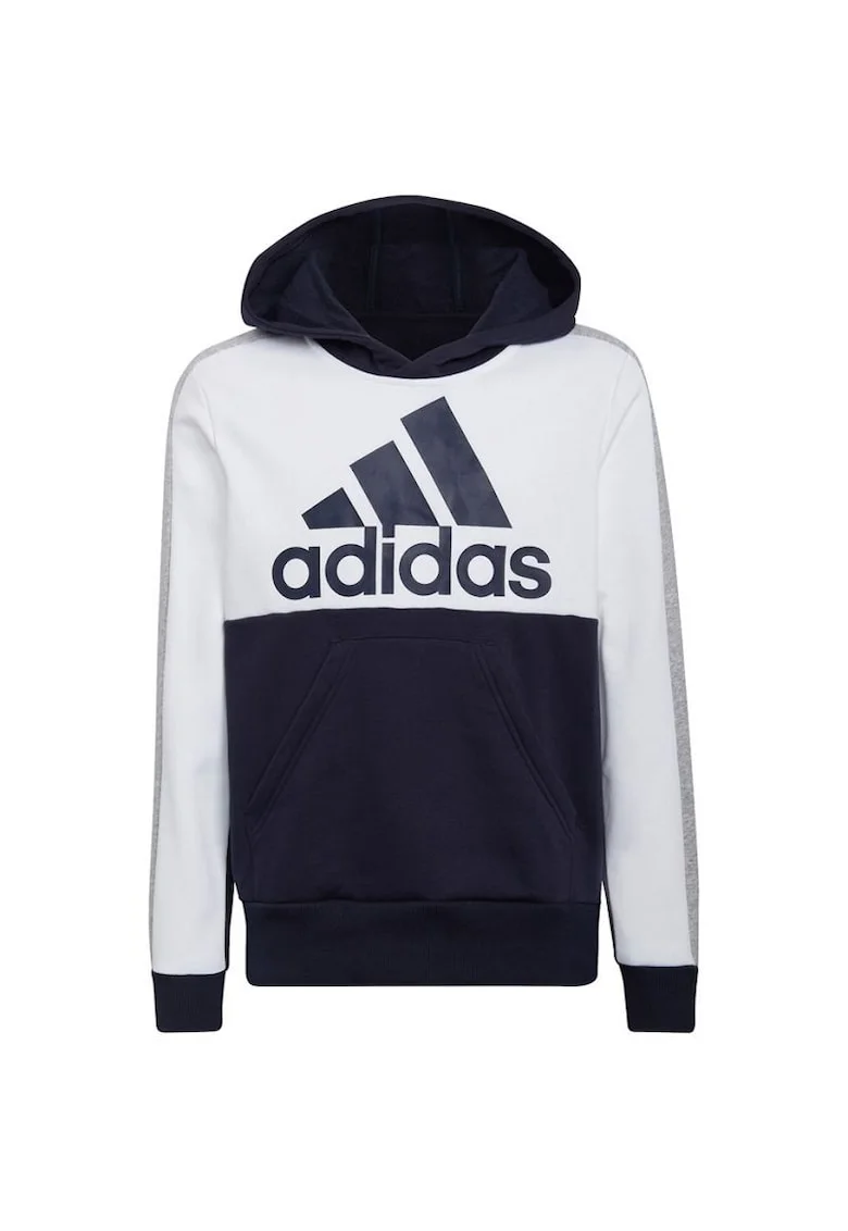 Hanorac  colorblock fleece jr, Bumbac, Alb/Negru,