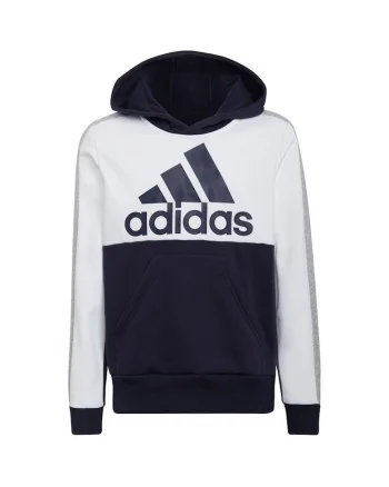 Hanorac  colorblock fleece jr, Bumbac, Alb/Negru,