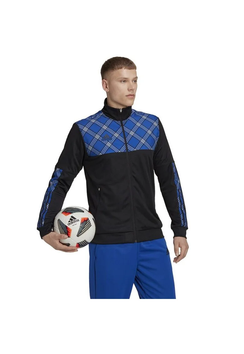 Bluza sport barbati,  Bumbac/Poliester, Negru/Albastru,