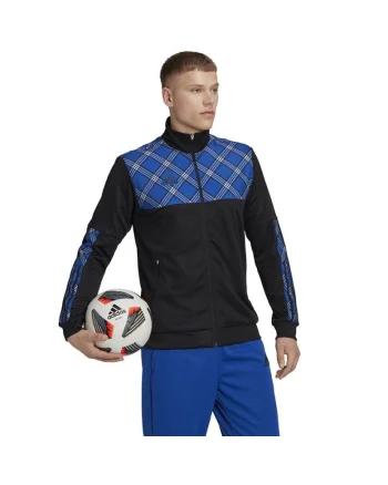 Bluza sport barbati,  Bumbac/Poliester, Negru/Albastru,