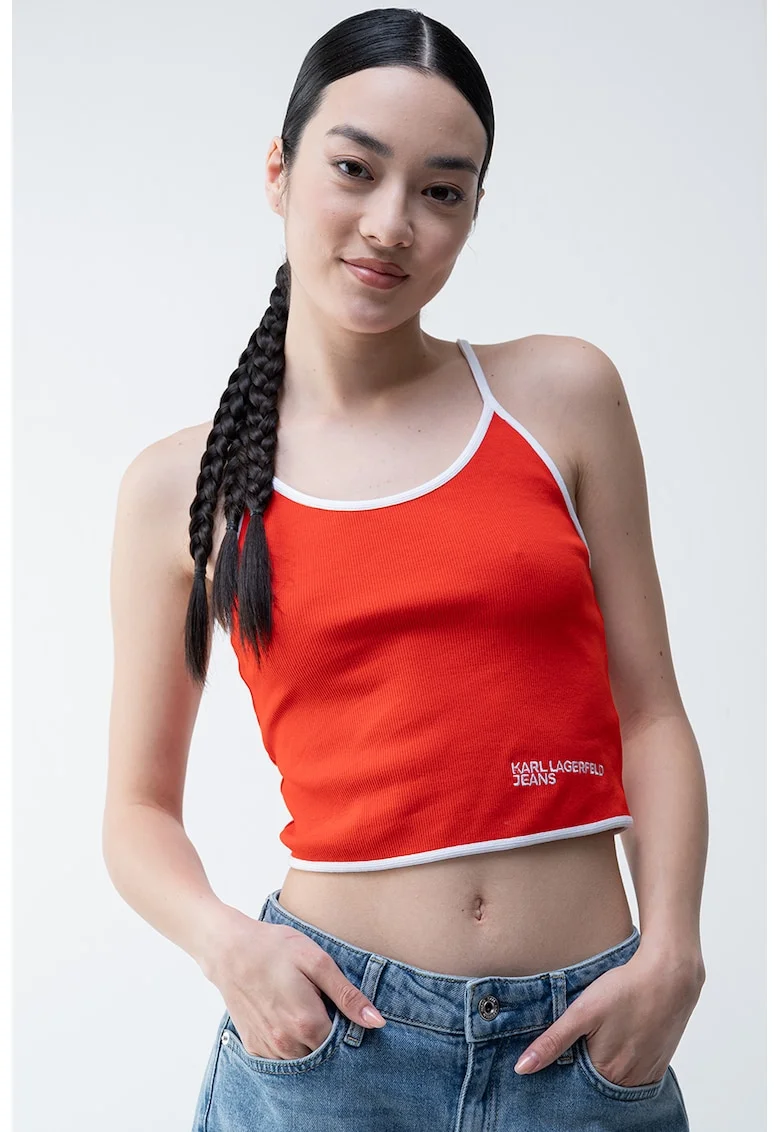 Top crop cu bretele incrucisate pe spate, Rosu