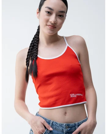 Top crop cu bretele incrucisate pe spate, Rosu