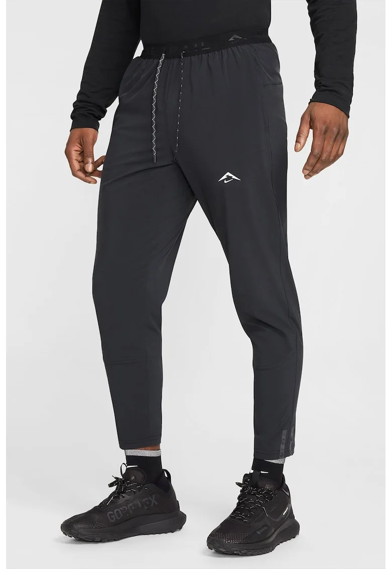 Pantaloni conici cu snur de ajustare pentru alergare, Gri antracit