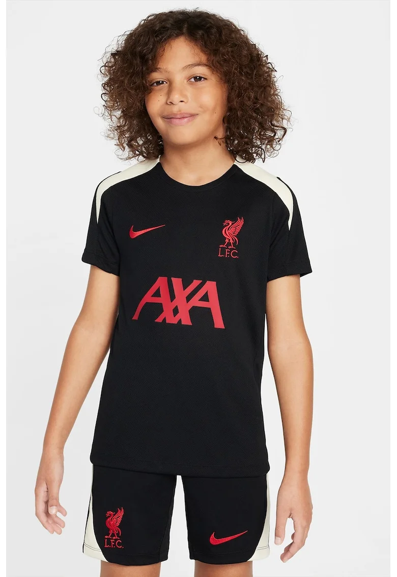 Tricou cu detalii contrastante pentru fotbal, Rosu/Negru