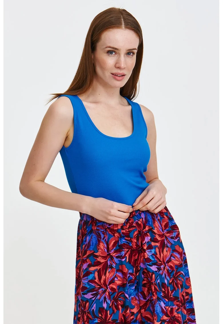 Top slim fit striat, Albastru royal