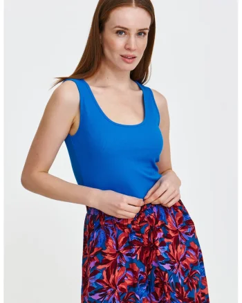 Top slim fit striat, Albastru royal