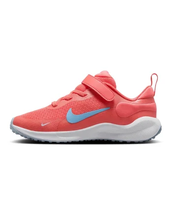 Pantofi Revolution 7 cu amortizare si velcro, pentru alergare, Coral/Albastru deschis