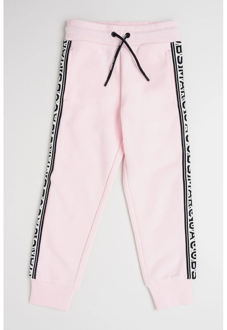 Pantaloni de trening cu logo, Alb/Negru/Roz pastel