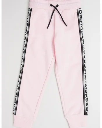 Pantaloni de trening cu logo, Alb/Negru/Roz pastel
