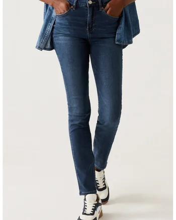 Blugi slim fit cu talie inalta, Albastru
