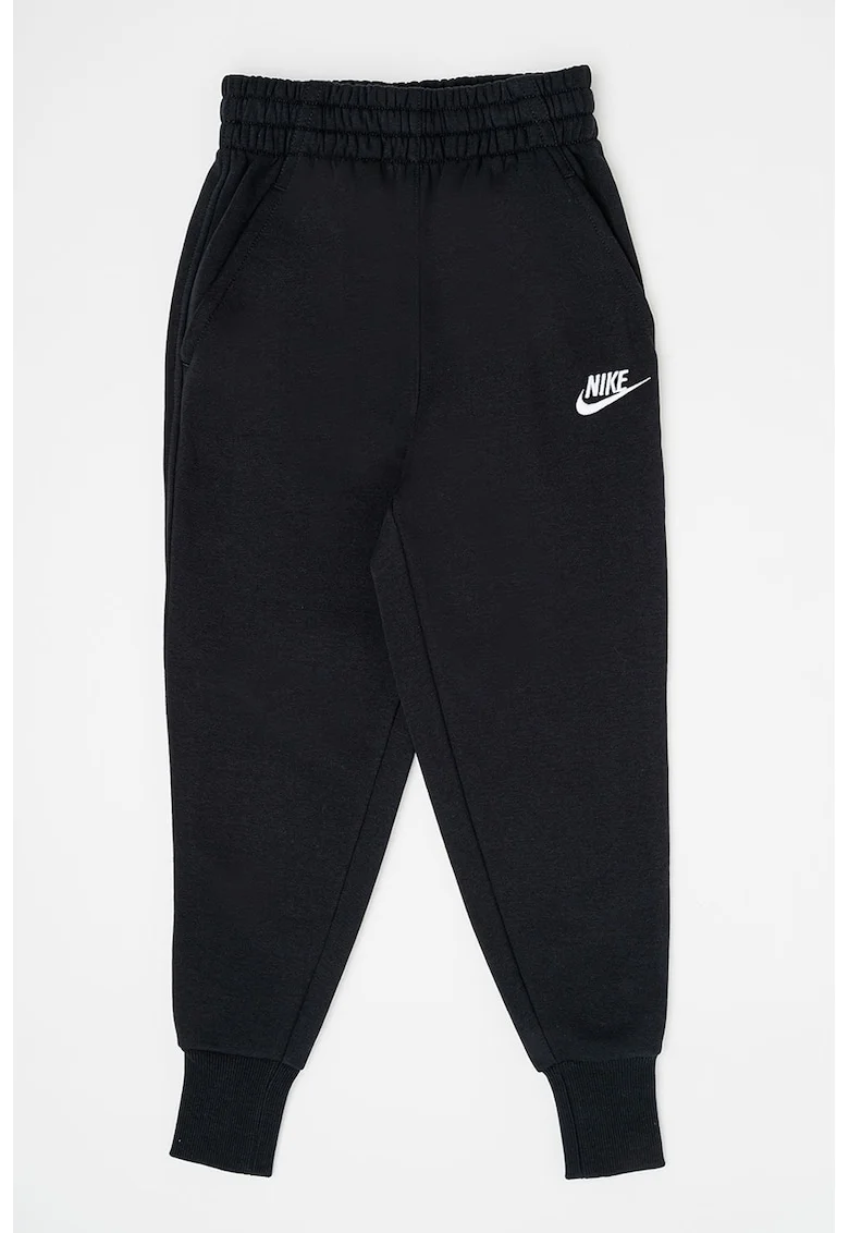 Pantaloni de trening cu talie inalta si buzunare laterale, Negru