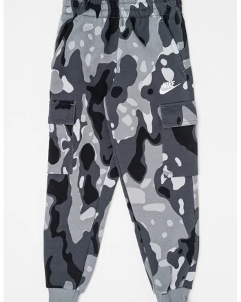 Pantaloni de trening cargo cu model camuflaj, Negru/Gri inchis