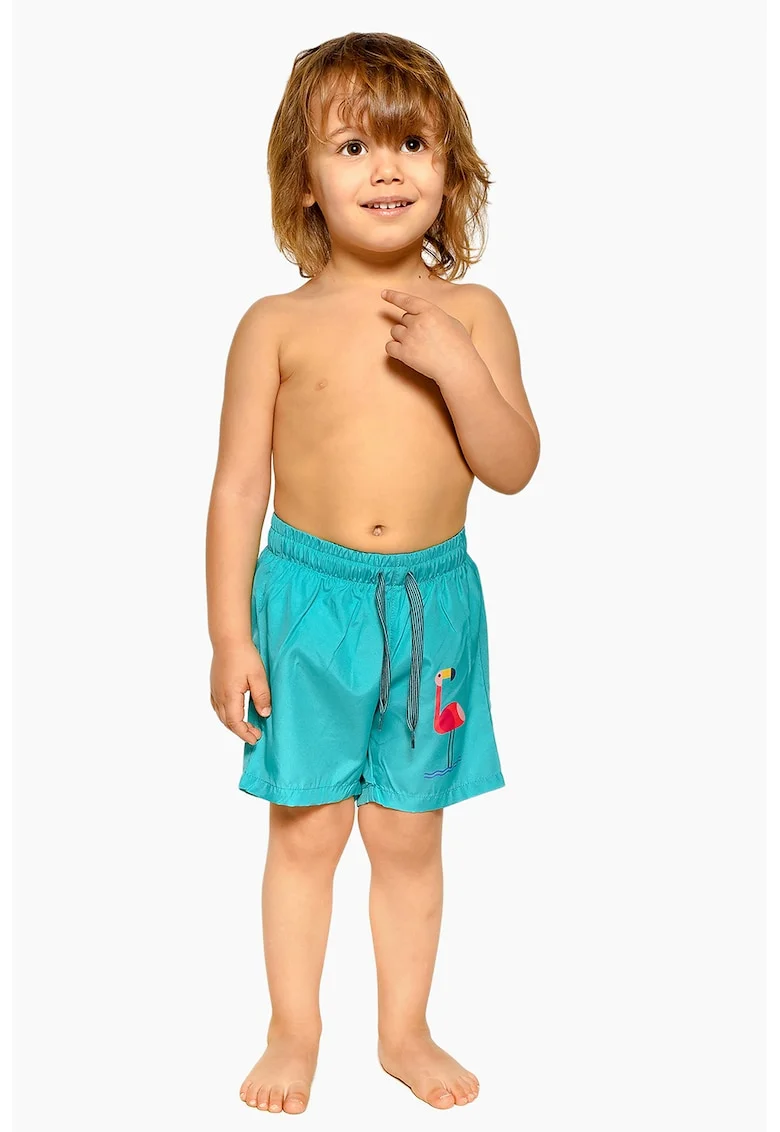 Pantaloni scurti de baie cu talie ajustabila, Albastru aquamarin